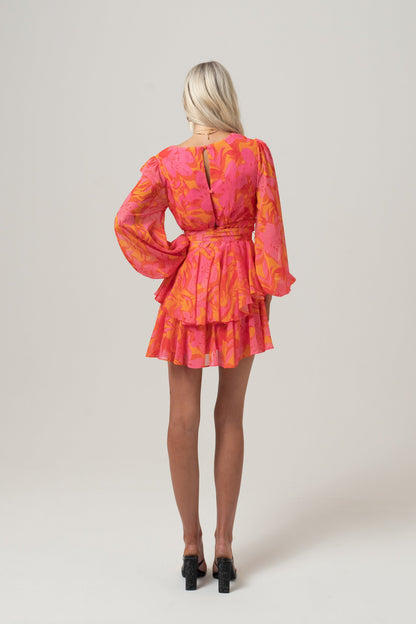 Paige Long Sleeve Mini Dress with Double Belts