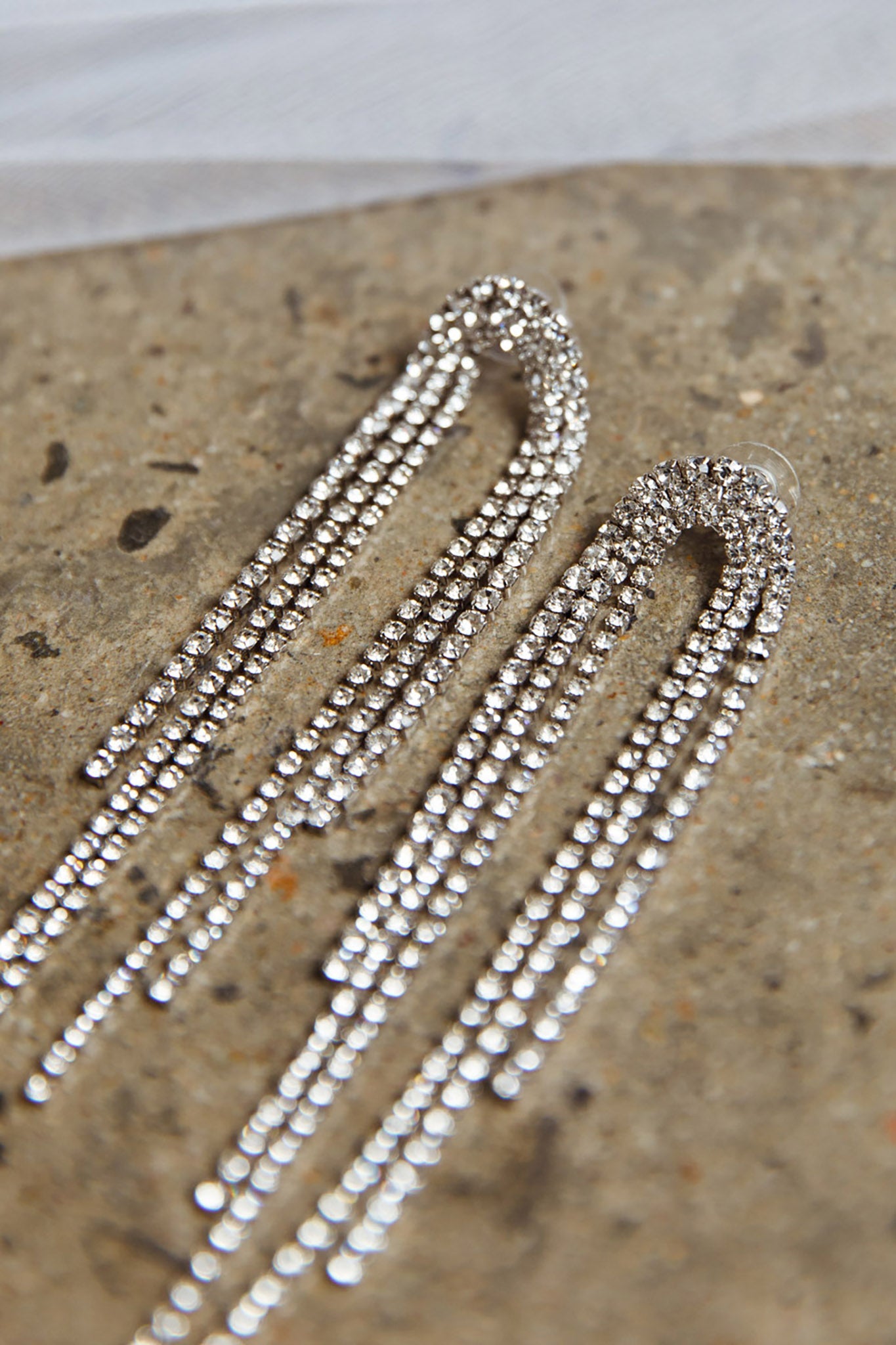 Angela Diamante Drop Earrings Silver