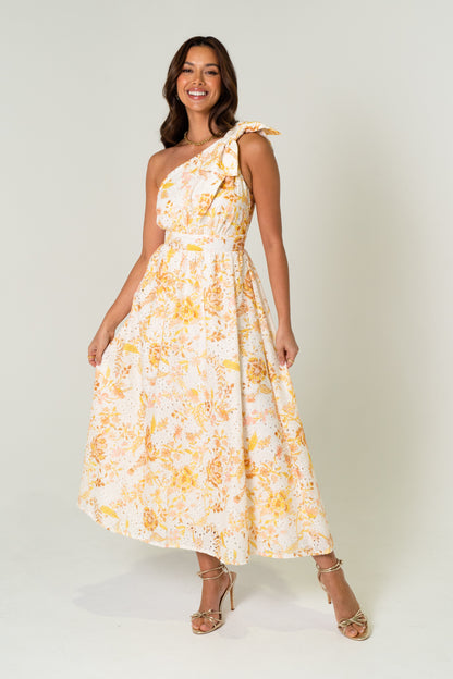 Amber One Shoulder Print Midi Dress