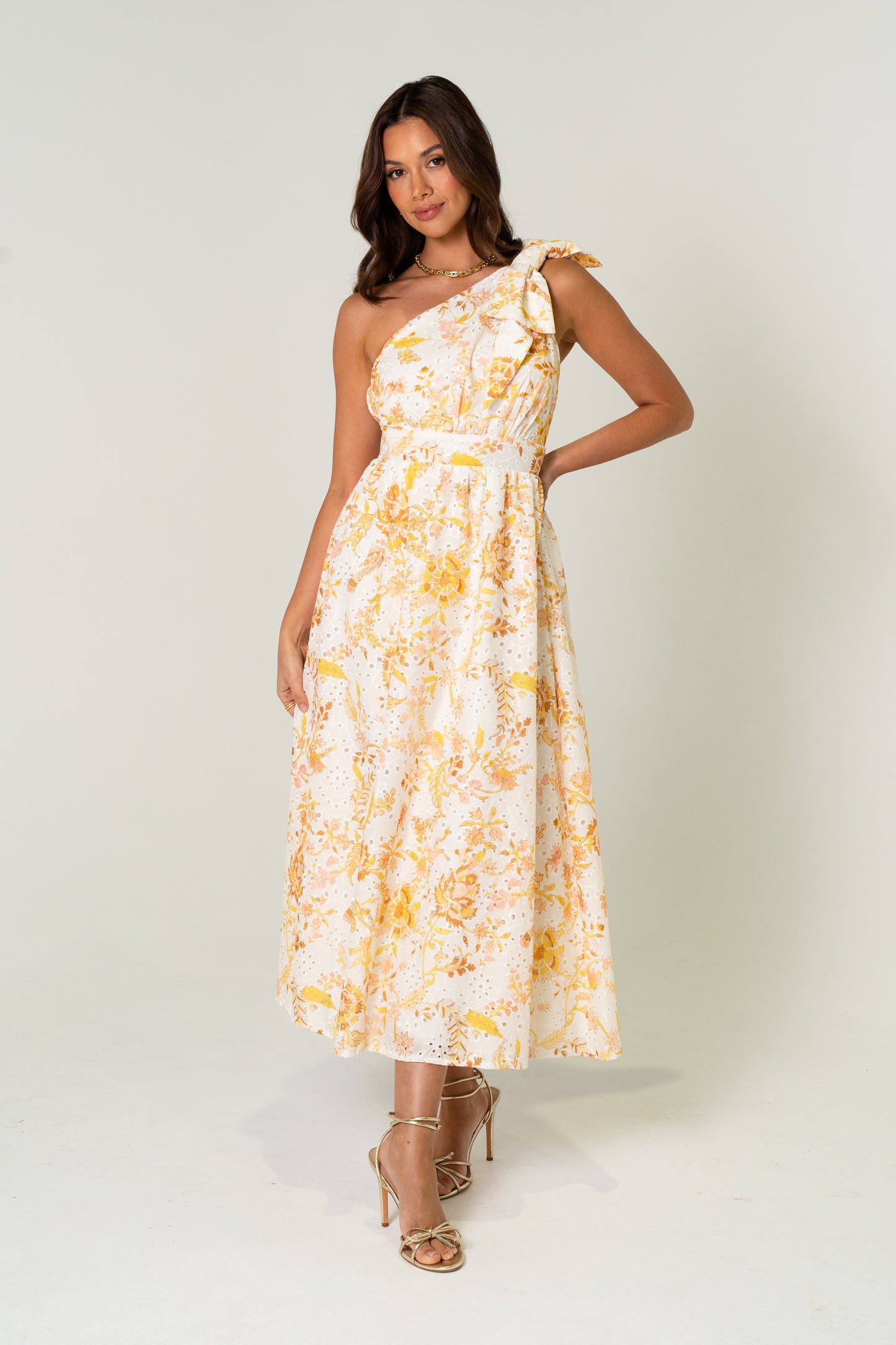 Amber One Shoulder Print Midi Dress