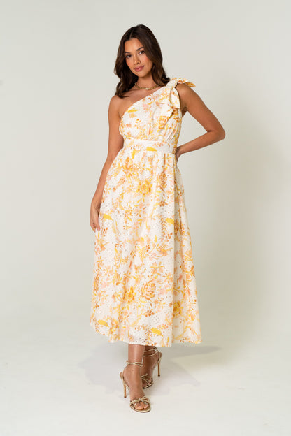 Amber One Shoulder Print Midi Dress