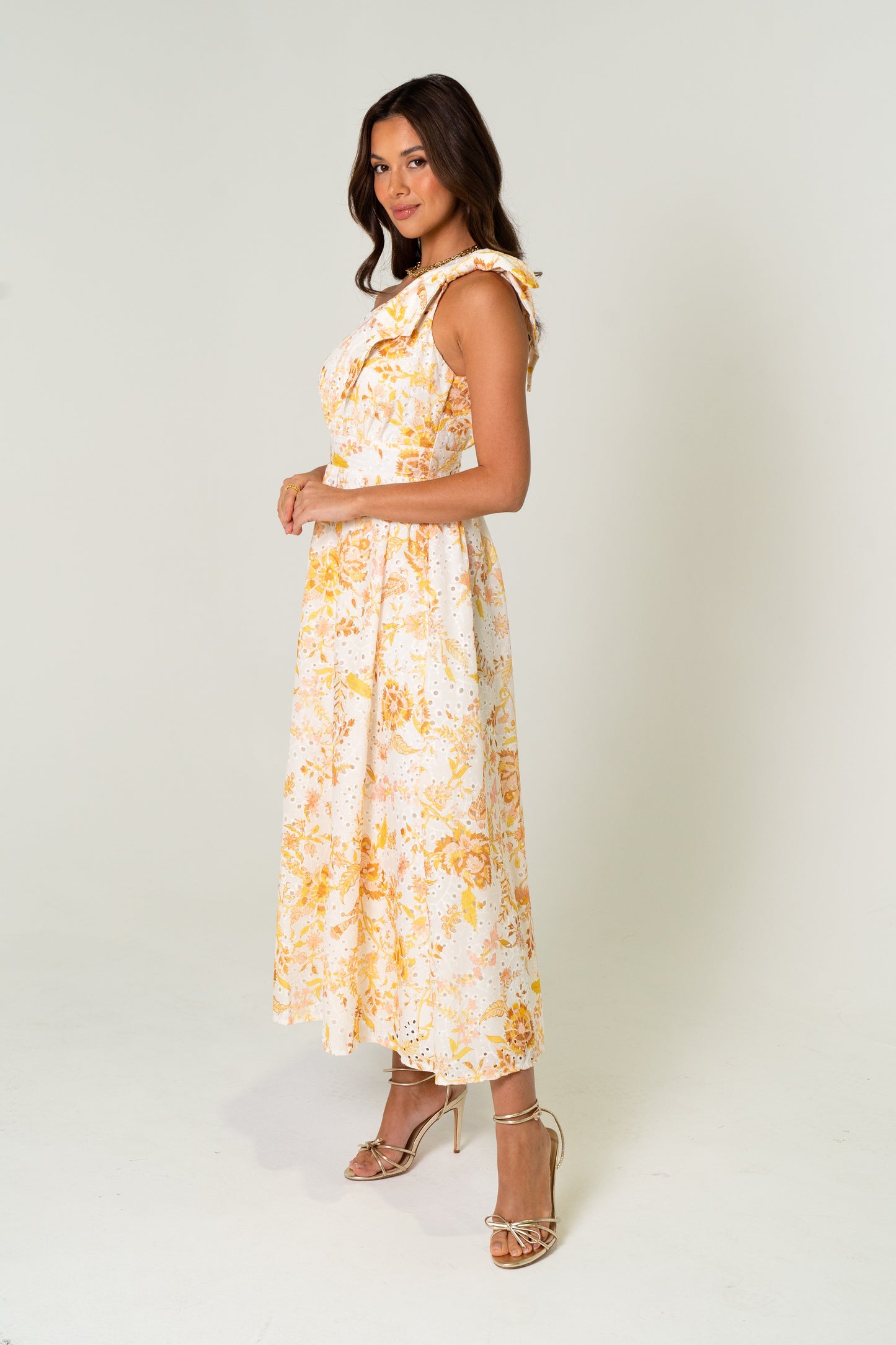 Amber One Shoulder Print Midi Dress