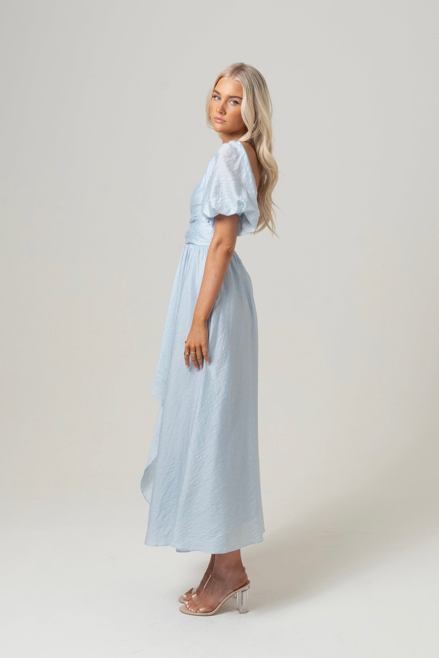 Bridget Puff Sleeve Maxi Dress with Side Slit