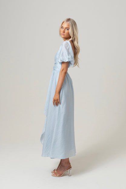 Bridget Puff Sleeve Maxi Dress with Side Slit