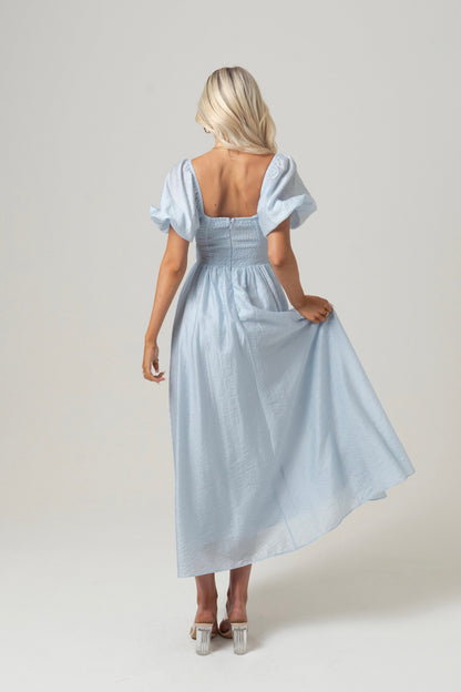 Bridget Puff Sleeve Maxi Dress with Side Slit