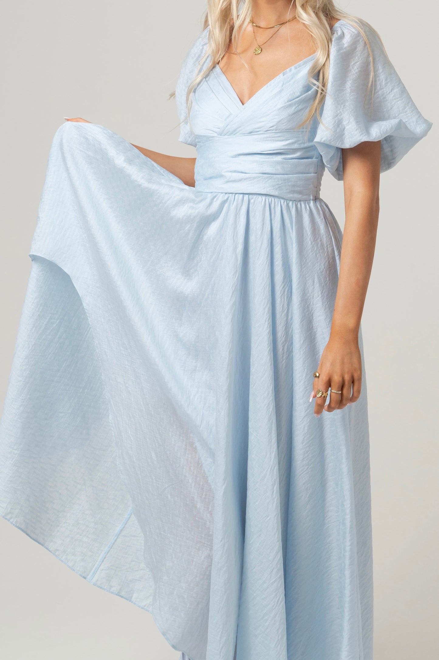 Bridget Puff Sleeve Maxi Dress with Side Slit