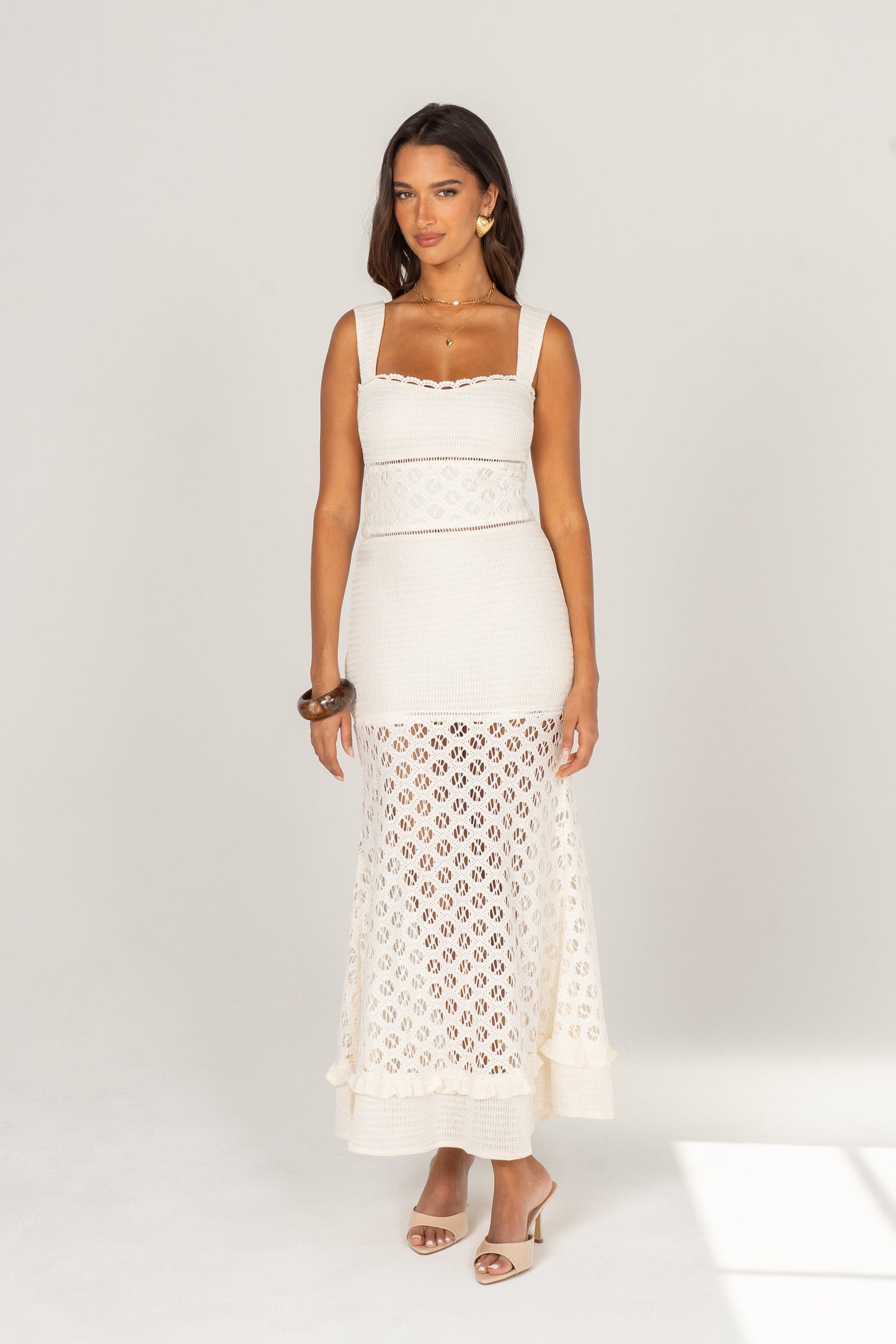 Emery Cream Knit Bodycon Fishtail Dress