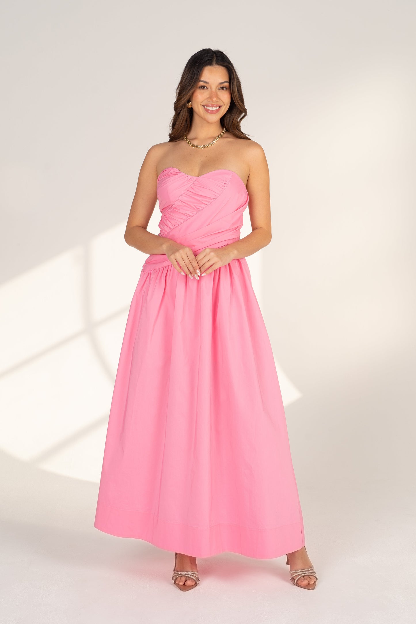 Eryn Strapless Pink Maxi Dress