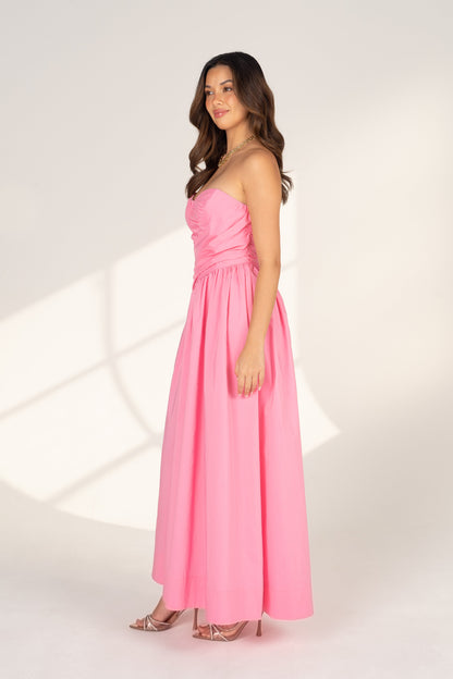 Eryn Strapless Pink Maxi Dress