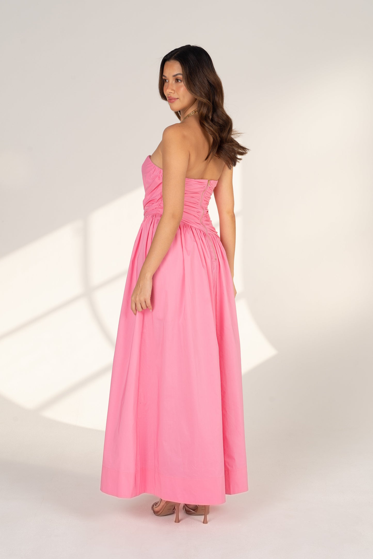 Eryn Strapless Pink Maxi Dress