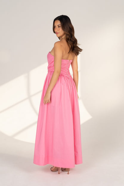 Eryn Strapless Pink Maxi Dress
