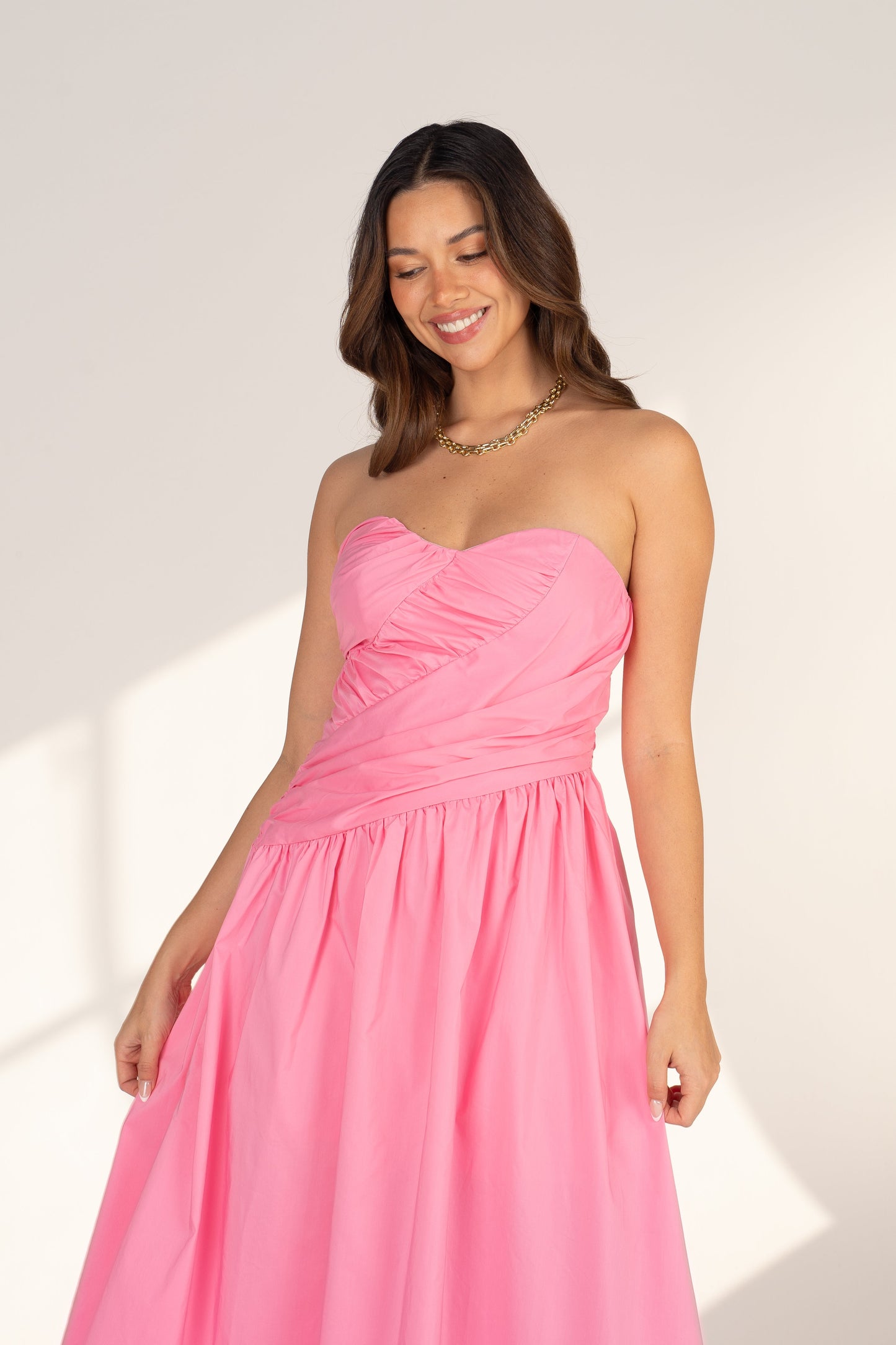 Eryn Strapless Pink Maxi Dress