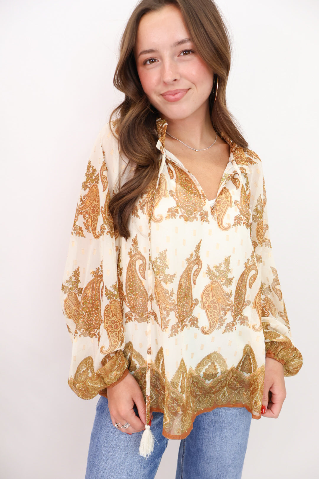 Mustard Paisley Print Blouse