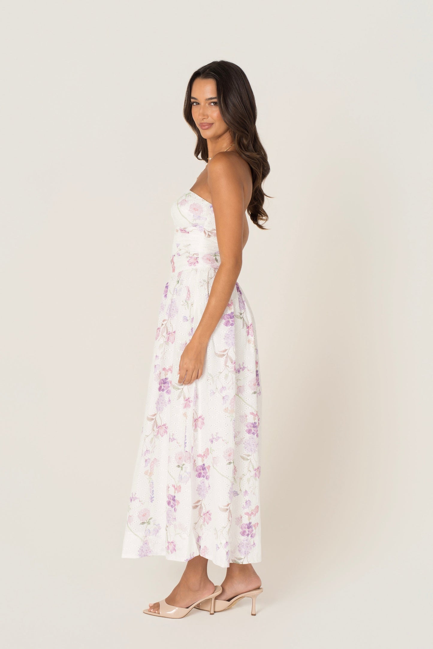 Freda White Floral Strapless Maxi Dress