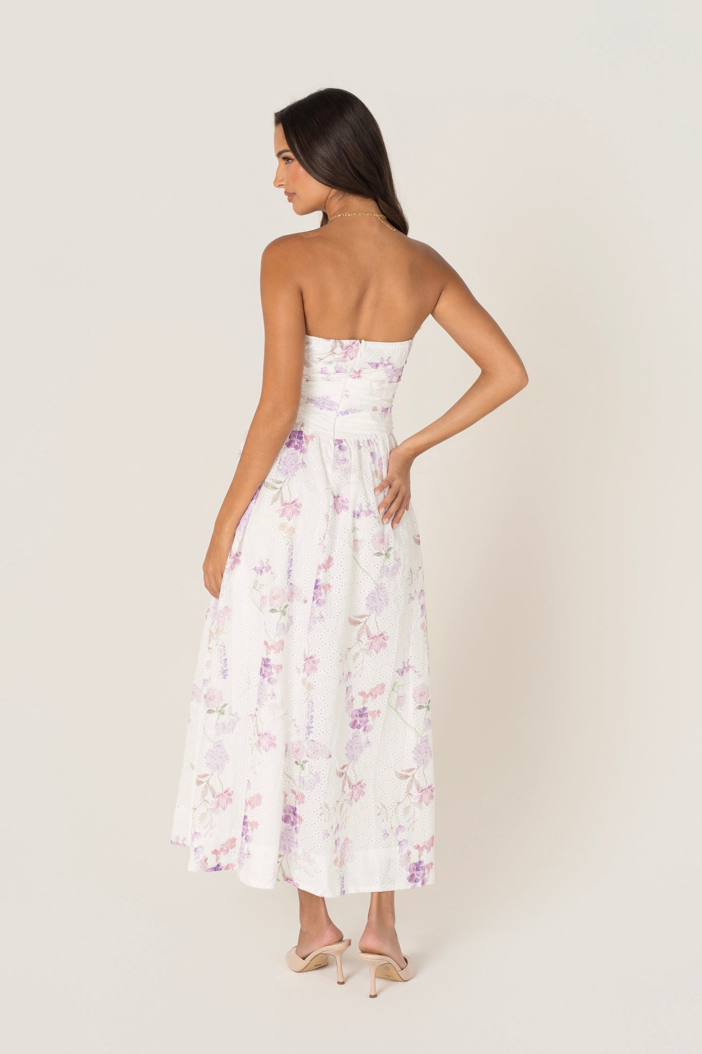 Freda White Floral Strapless Maxi Dress