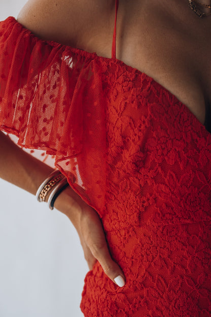 Red Hot Lace Mini Dress FINAL SALE