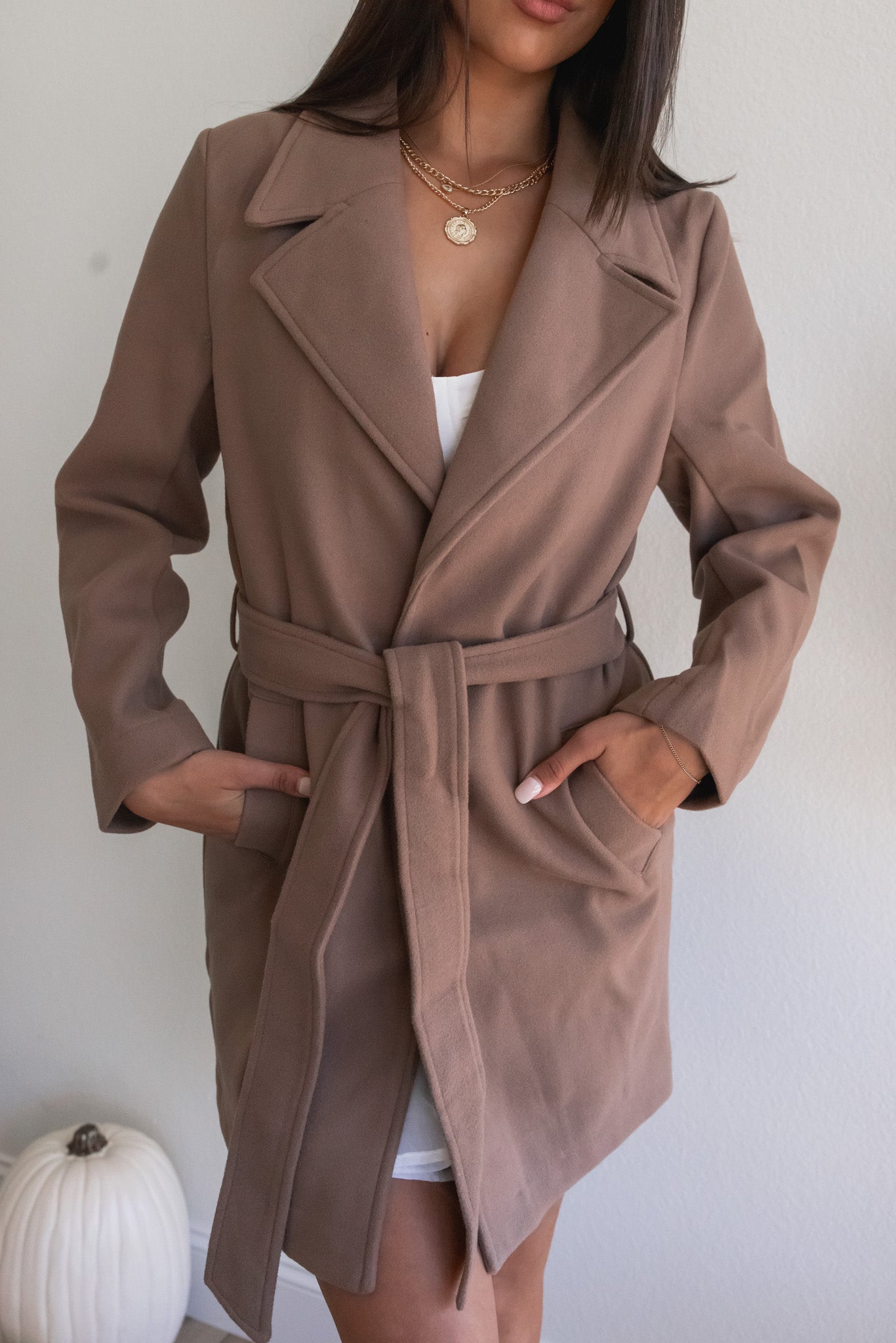 Errands To Run Fleece Trench Coat (Cocoa)