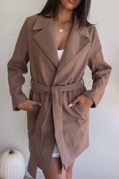 Errands To Run Fleece Trench Coat (Cocoa)