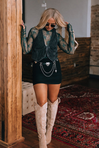 Lace For Days Long Sleeve Top (Pine Green)