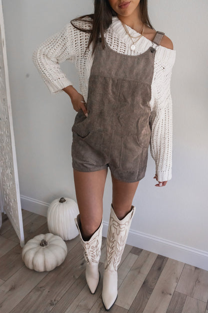 Falling For You Corduroy Romper (Grey)