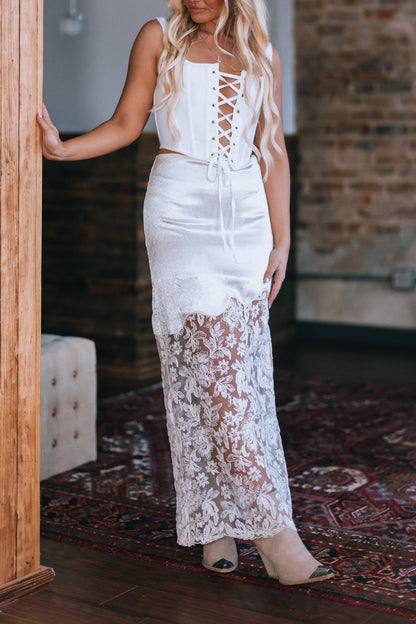 Bella Satin Lace Maxi Skirt