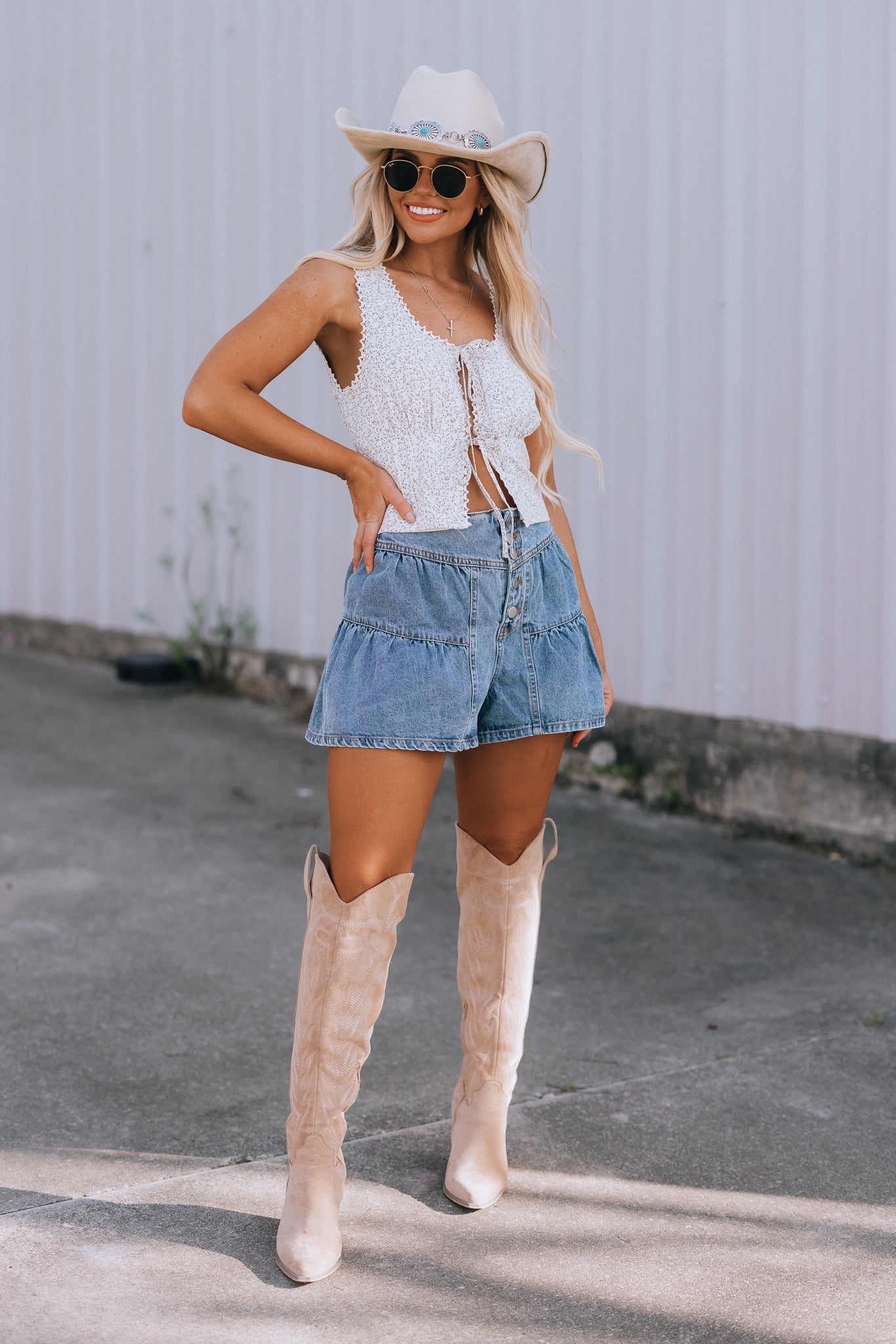Ditsy Cowgirl Floral Tie Top