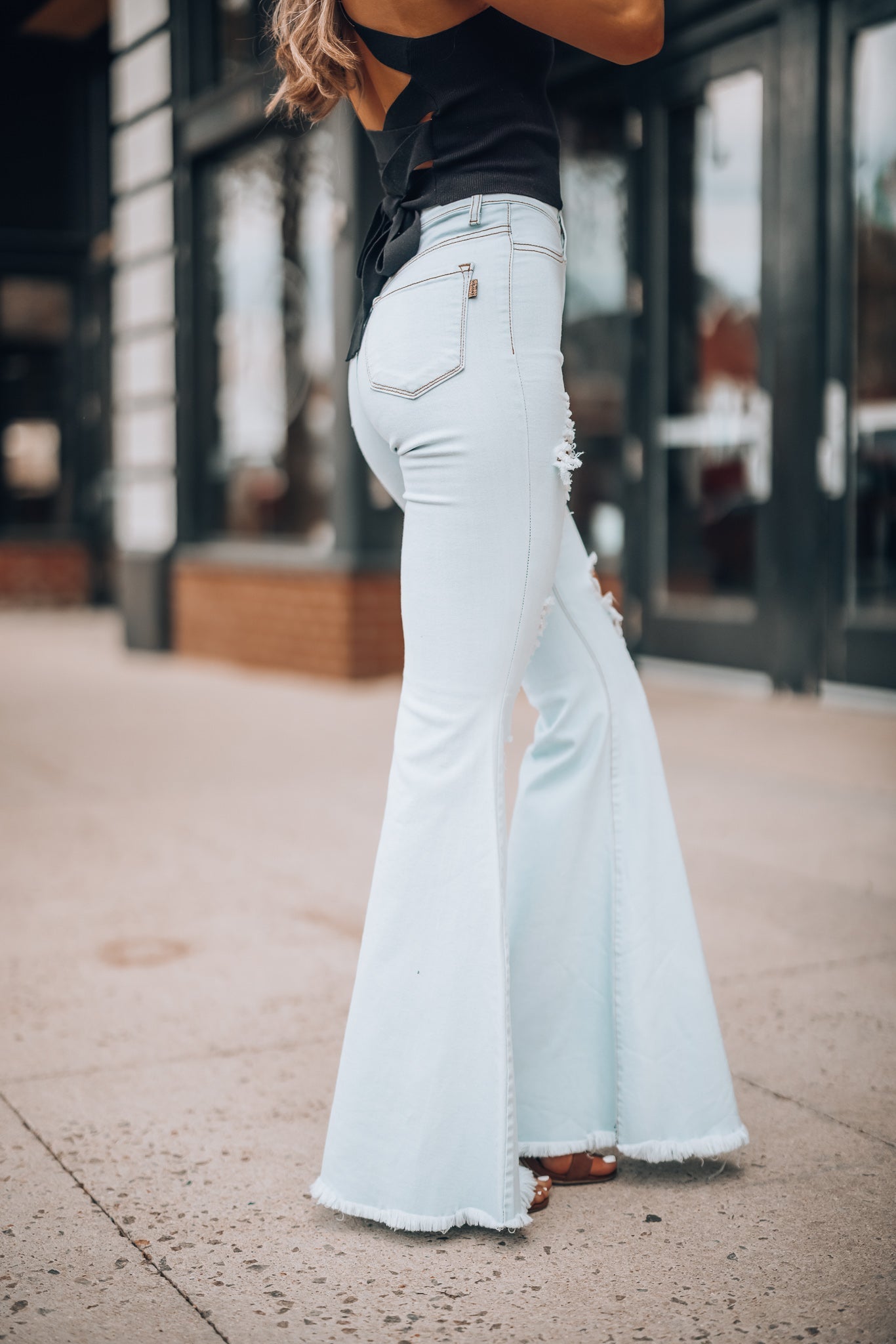 Rodeo Distressed Bell Bottoms (Light Wash) FINAL SALE