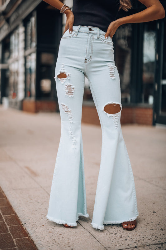 Rodeo Distressed Bell Bottoms (Light Wash) FINAL SALE