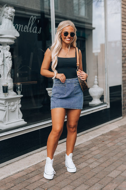 High Waist Denim Mini Skirt FINAL SALE