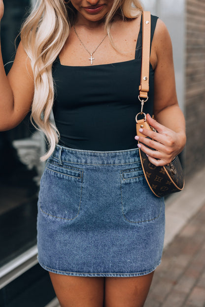 High Waist Denim Mini Skirt FINAL SALE