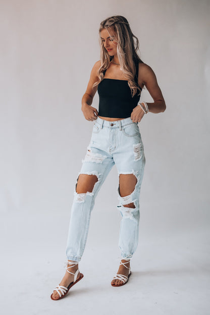 Heartbreaker Knit Crop Top (Black)