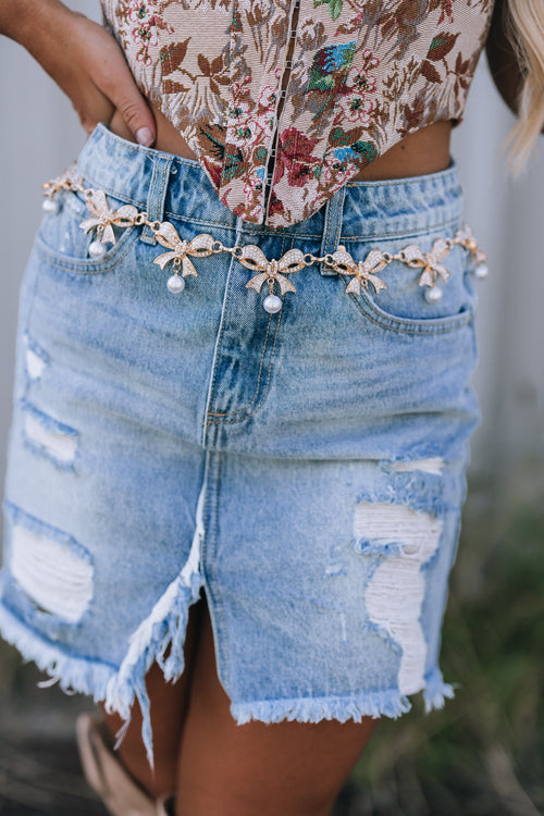 Heartland Bow Rhinestone Chain Belt