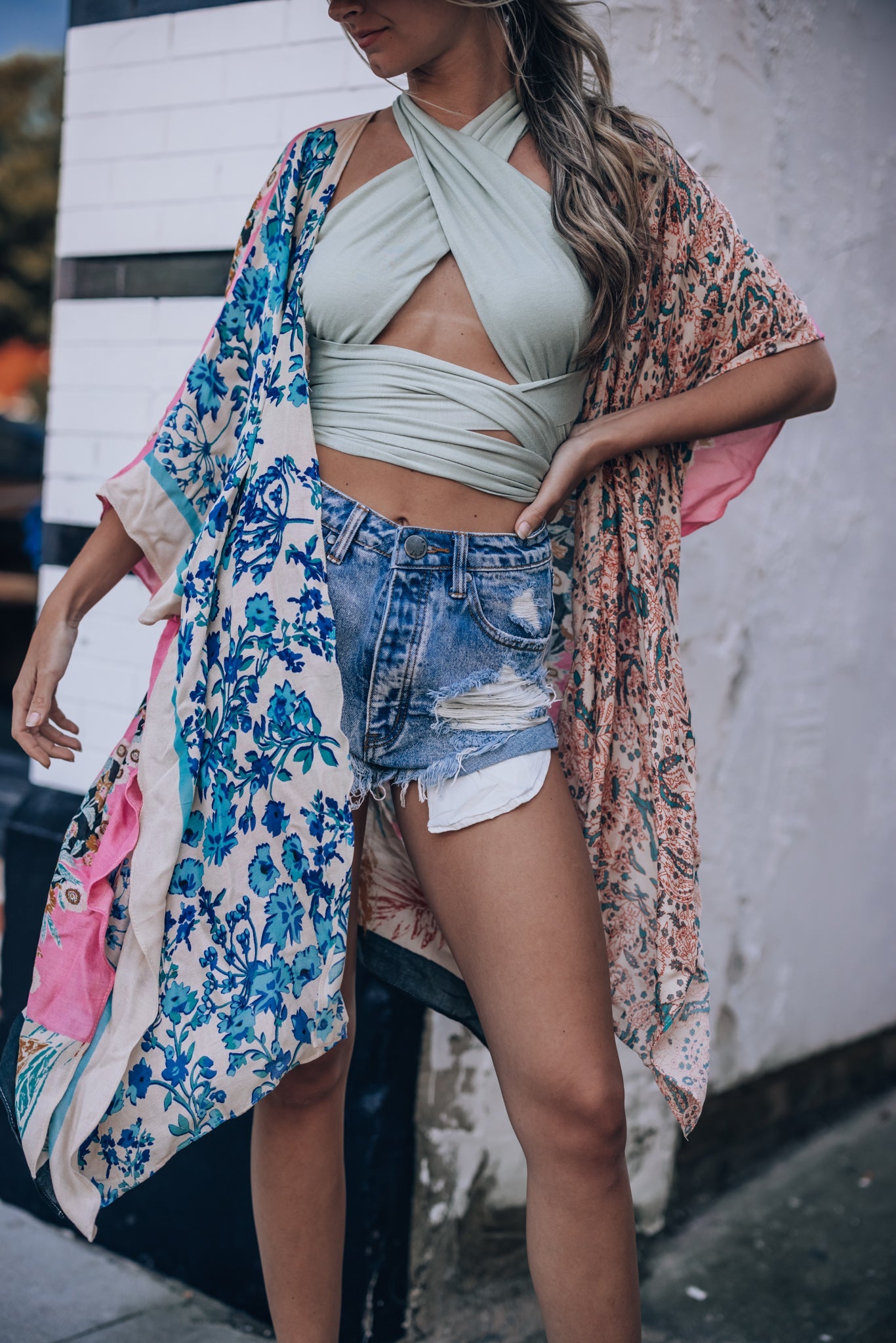 Happy Hour Wrap Crop Top (Sage) FINAL SALE
