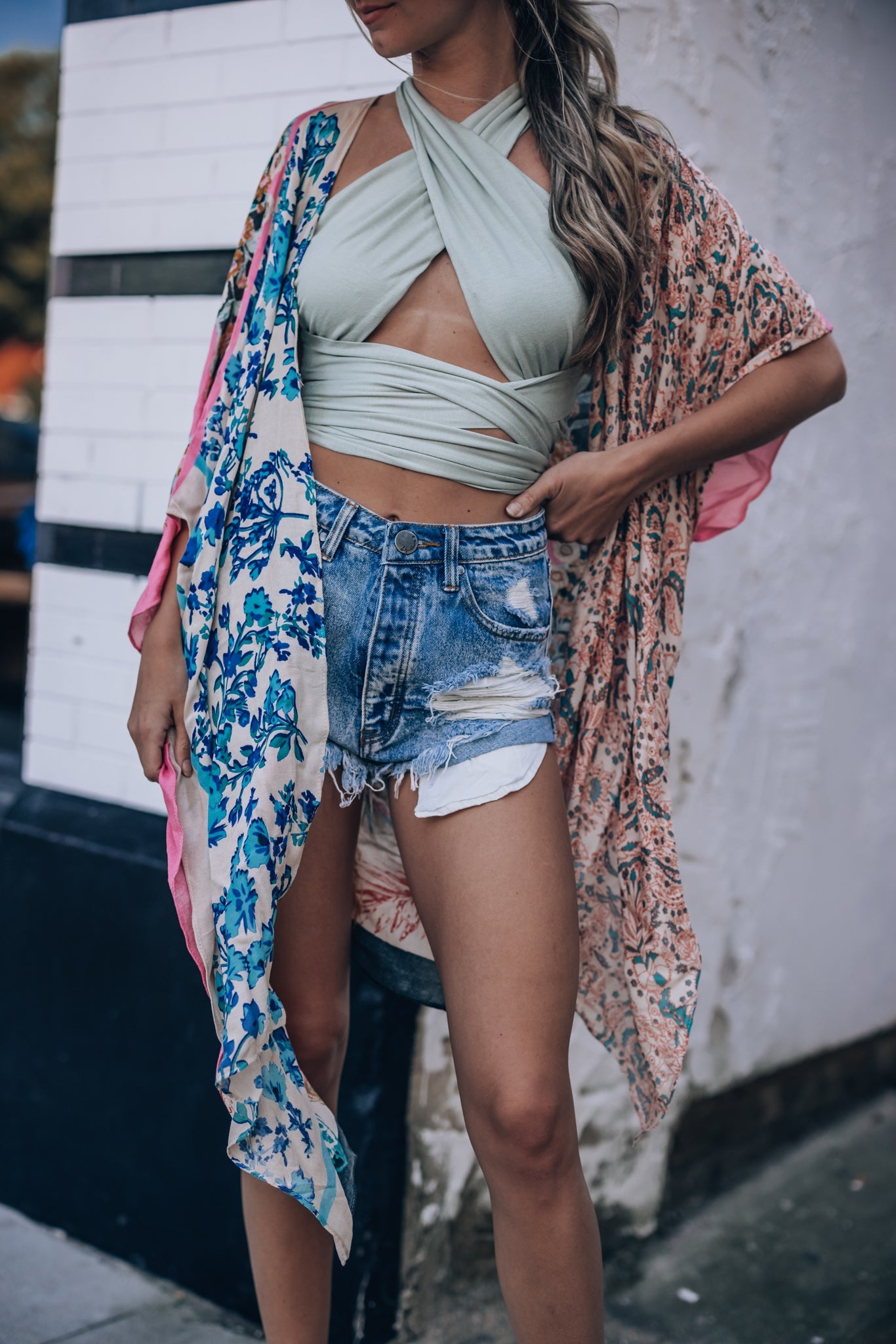 Happy Hour Wrap Crop Top (Sage) FINAL SALE