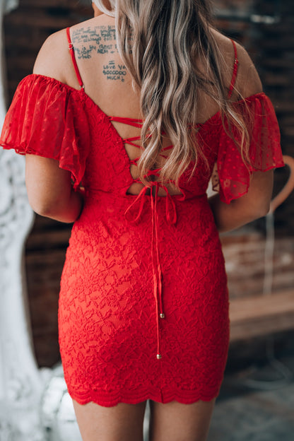 Red Hot Lace Mini Dress FINAL SALE