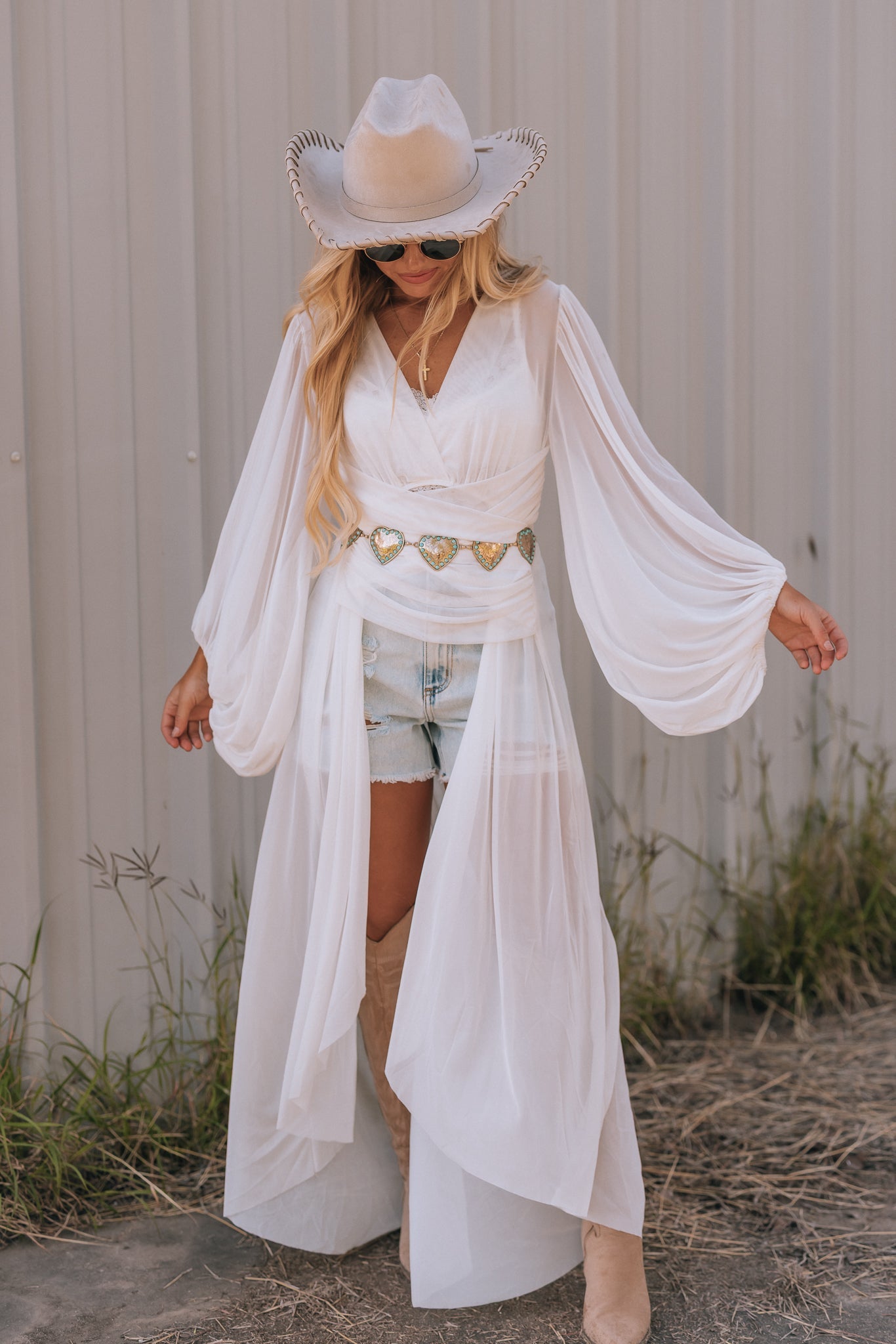 Elsa Sheer Duster Top (Ivory)