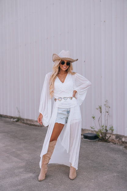 Elsa Sheer Duster Top (Ivory)