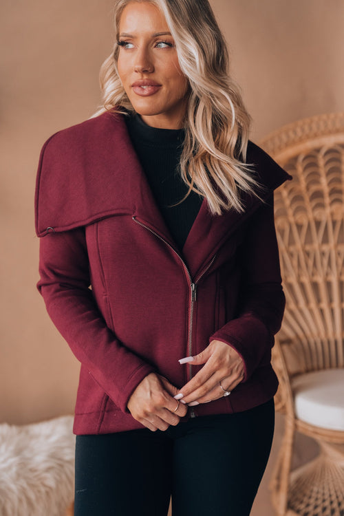 Kenley Pocketed Moto Jacket (Wine) FINAL SALE