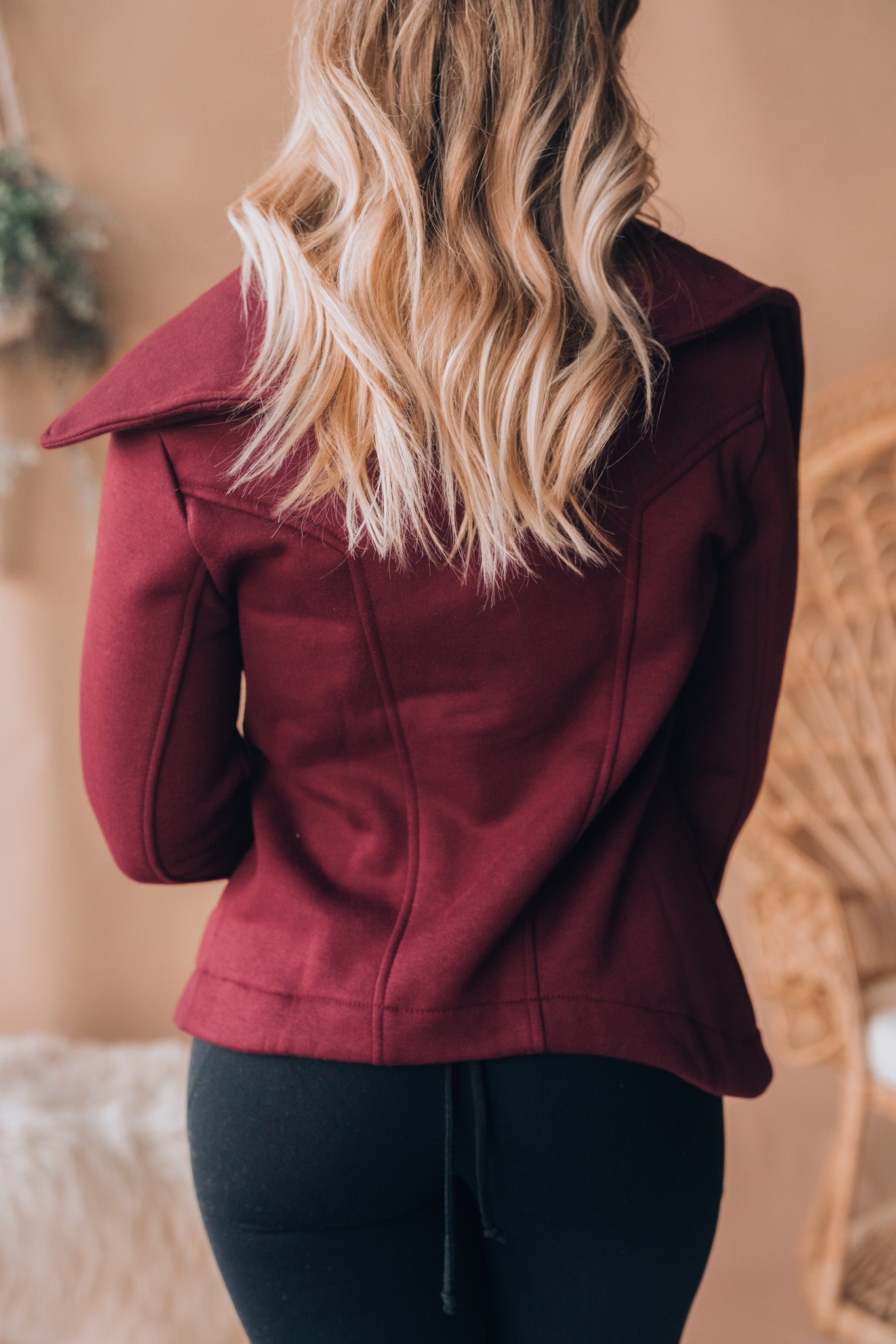 Kenley Pocketed Moto Jacket (Wine) FINAL SALE