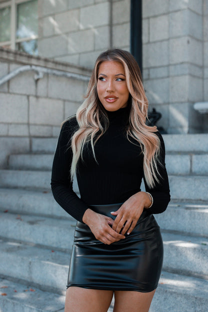 Love You More Knit Turtleneck Bodysuit (Black) FINAL SALE
