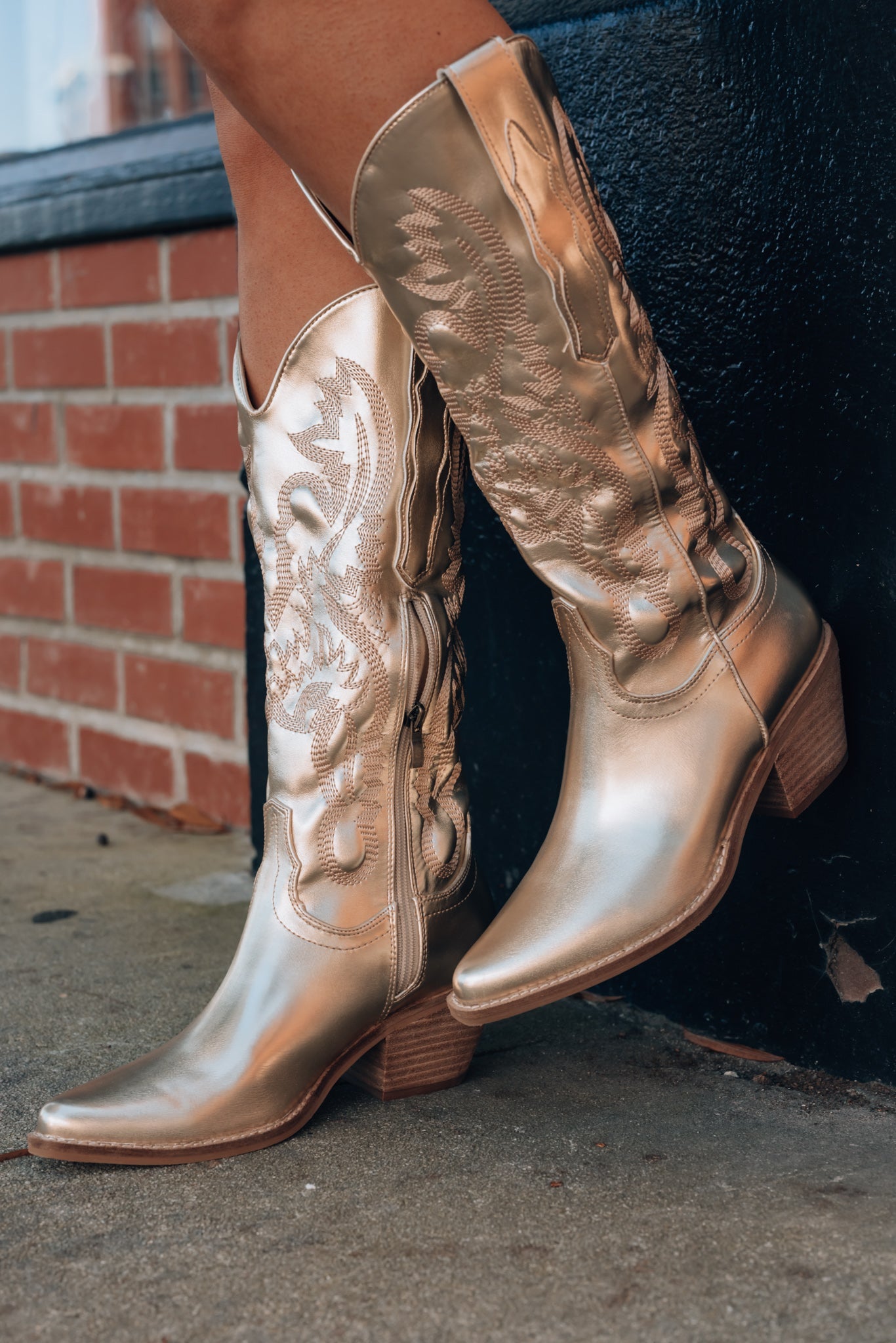 Tessa Metallic Cowboy Boots (Gold) FINAL SALE