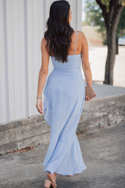 Infinite Love Asymmetrical Maxi Dress (Baby Blue)