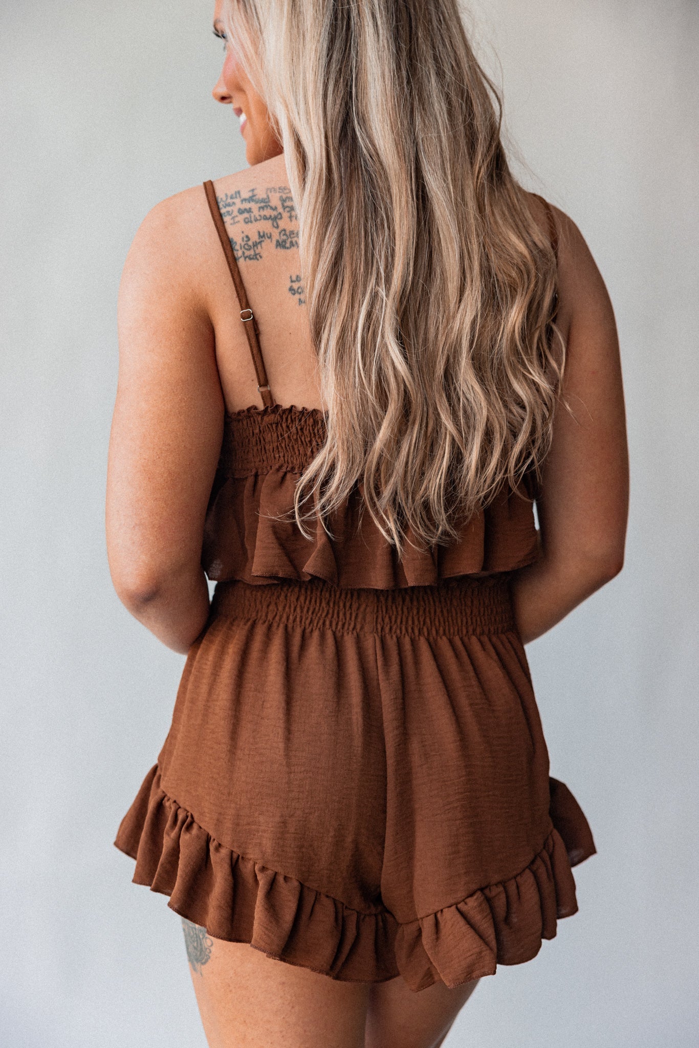 My Darling Ruffled Short Set (Chocolate) FINAL SALE