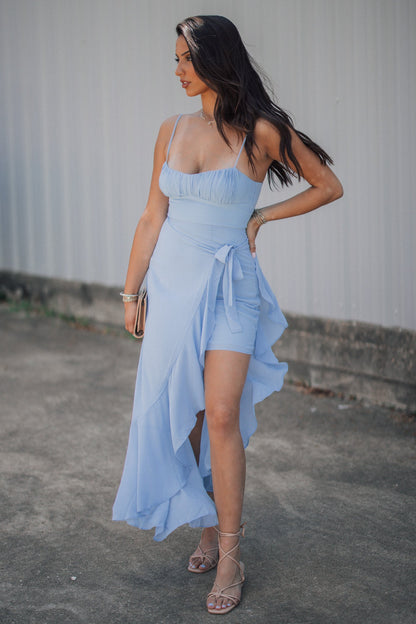 Infinite Love Asymmetrical Maxi Dress (Baby Blue)