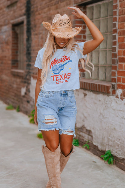 High Rise Bermuda Denim Shorts