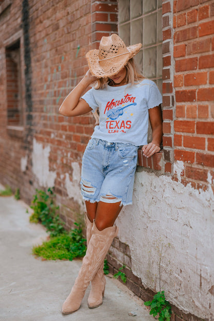 High Rise Bermuda Denim Shorts