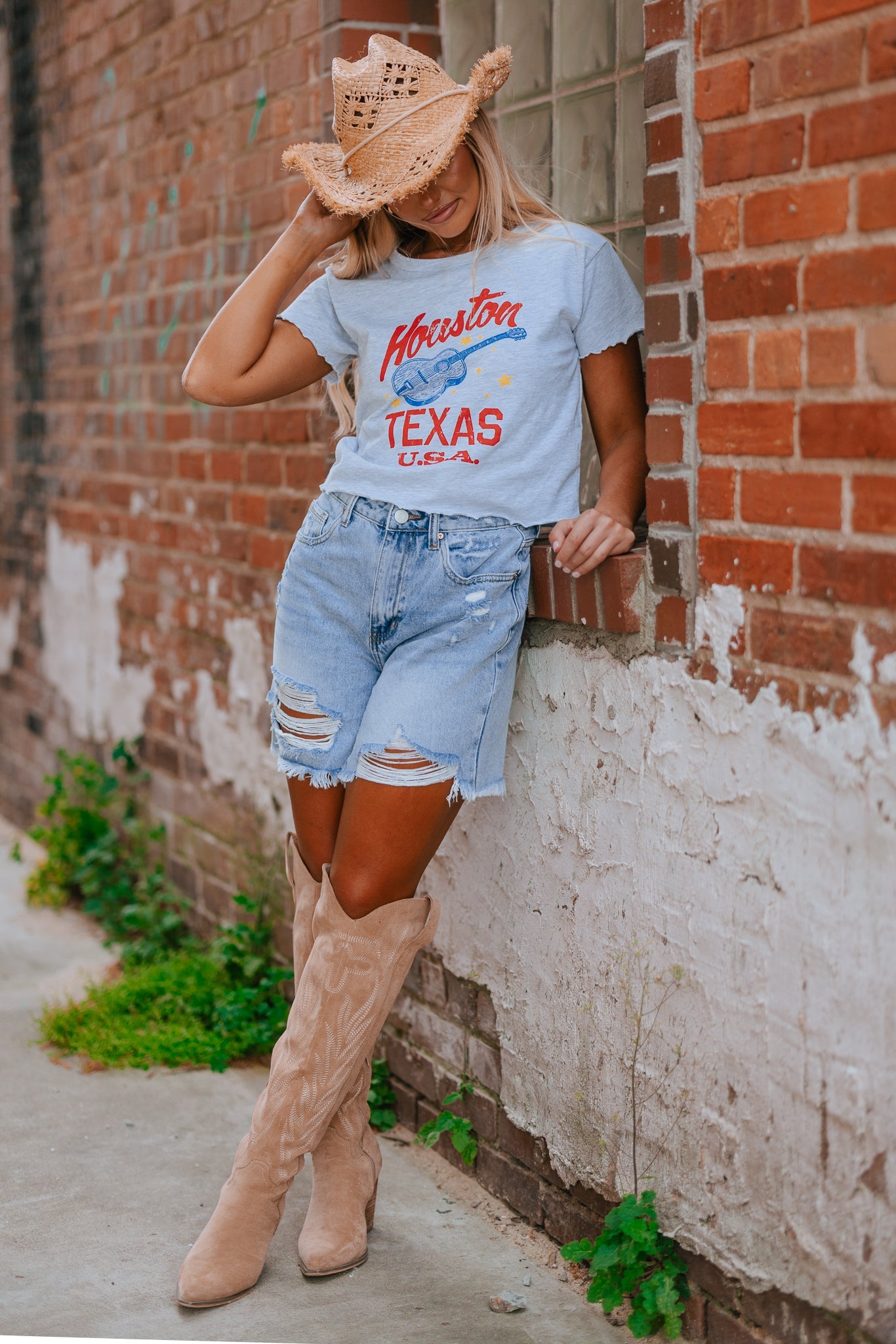 High Rise Bermuda Denim Shorts
