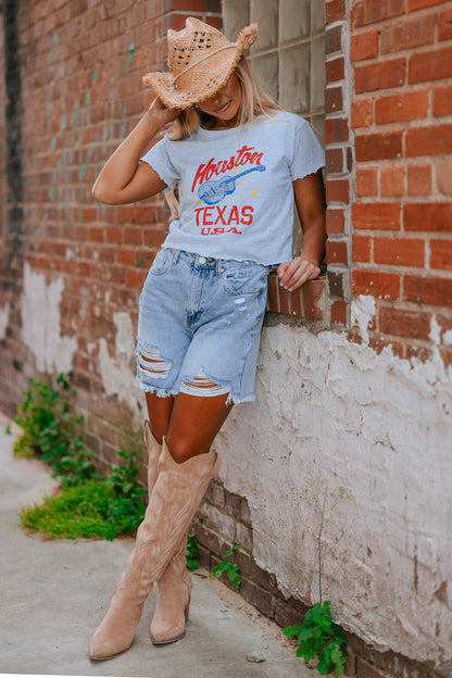 High Rise Bermuda Denim Shorts