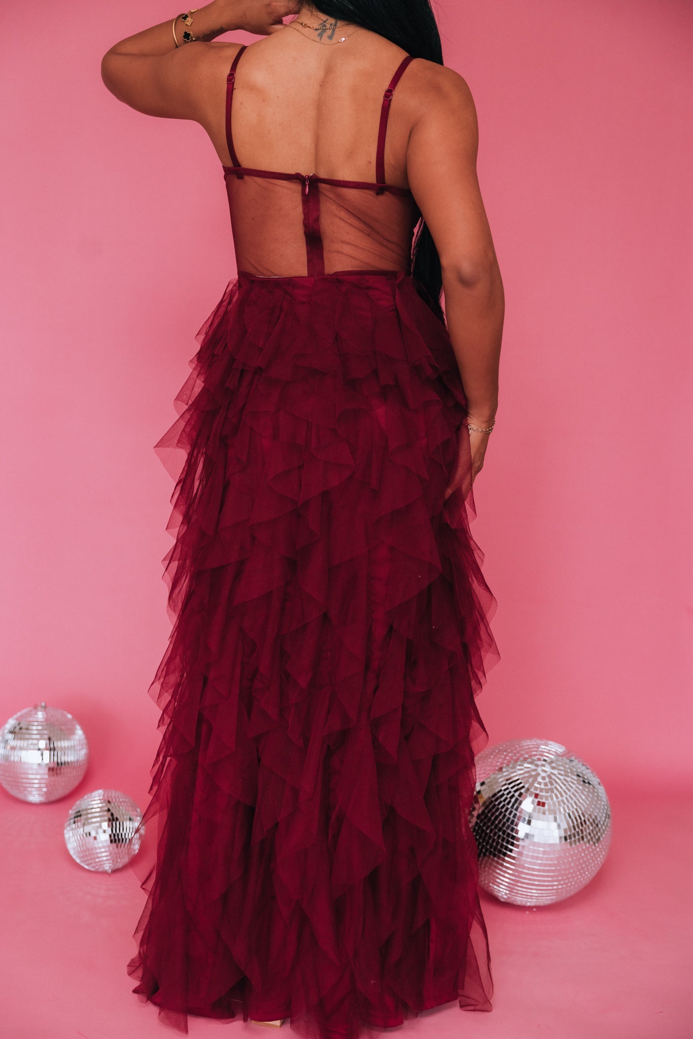 Cascading Tulle Corset Maxi Dress