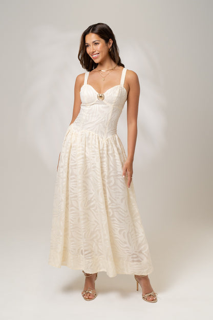 Helena Cream Drop Waist Maxi Dress
